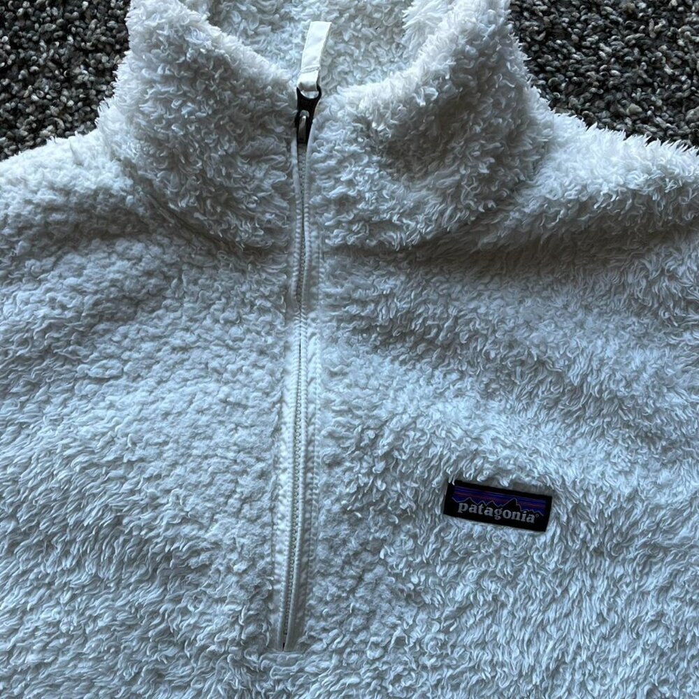 White Patagonia Los Gatos Fleece Jacket Womens Medium Winter Minimalist Pullover - Picture 3 of 6